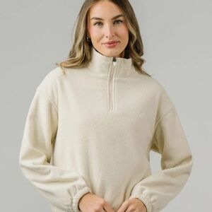 NWT Zyia Actice Cream Elowen Fleece Quarter-Zip Pullover